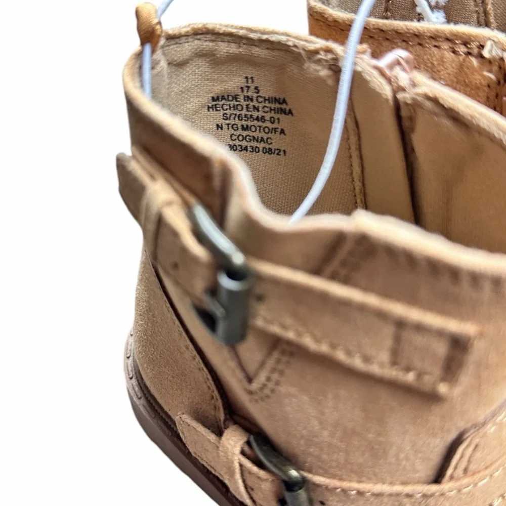 Old Navy Kids Tan Suede Ankle Boots with Buckle Detail